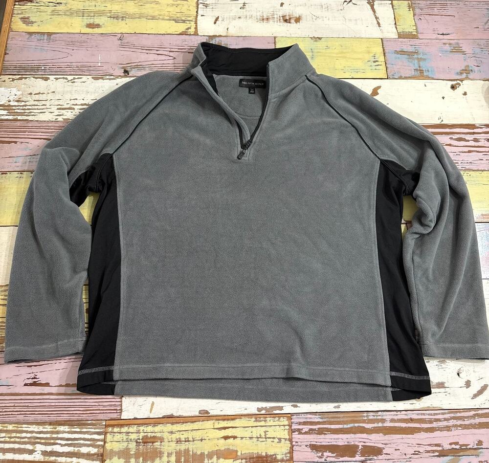 Saks Fifth Avenue quarter-zip fleece pullover Mens XXL gray